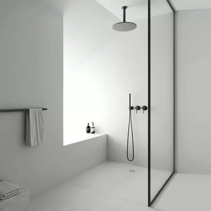 

Matte Black Bathroom Shower Faucet Wall Mounted Two handle 10 Inch Shower Head Can Be Installed Arbitrarily