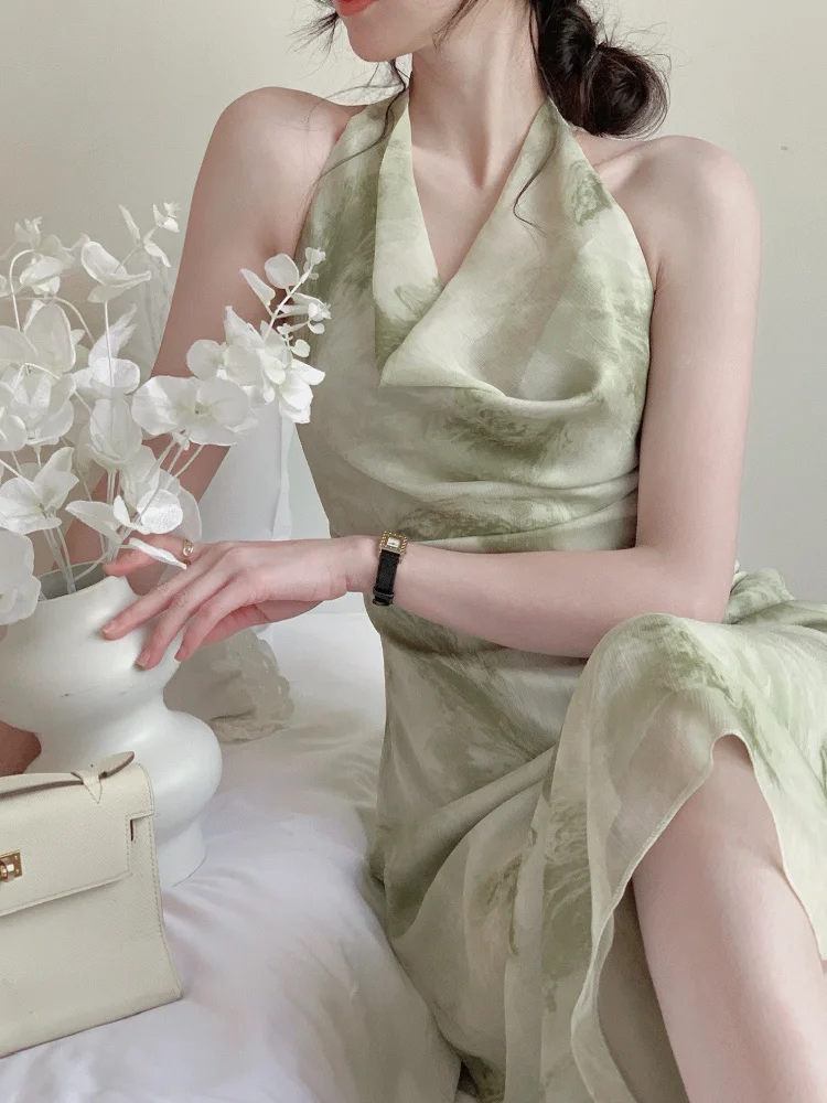 

Женское винтажное платье-макси на бретелях-спагетти, без рукавов