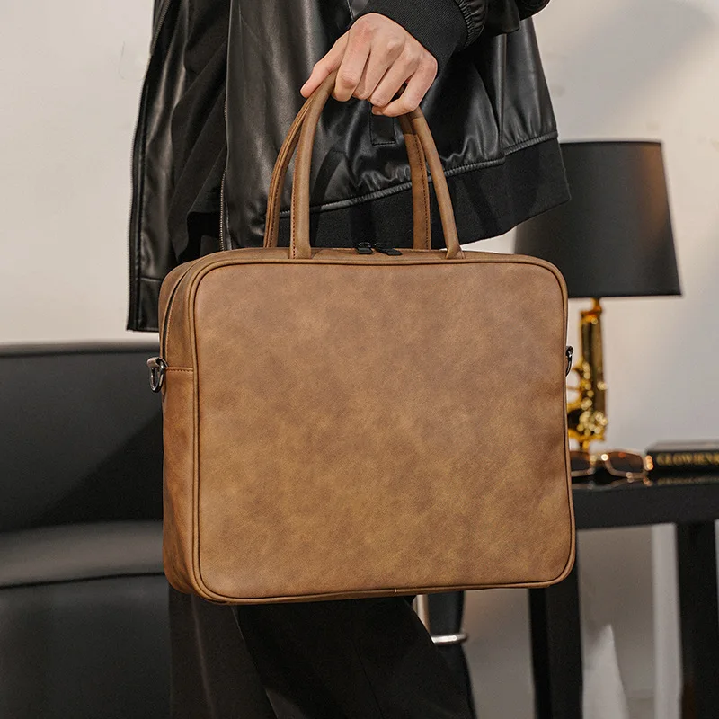 

Xiao.p Fashion Male High Quality Pu Leather Vintage Frosted Briefcase Simple Handbag Bag Casual Single Shoulder Bag Computer Bag