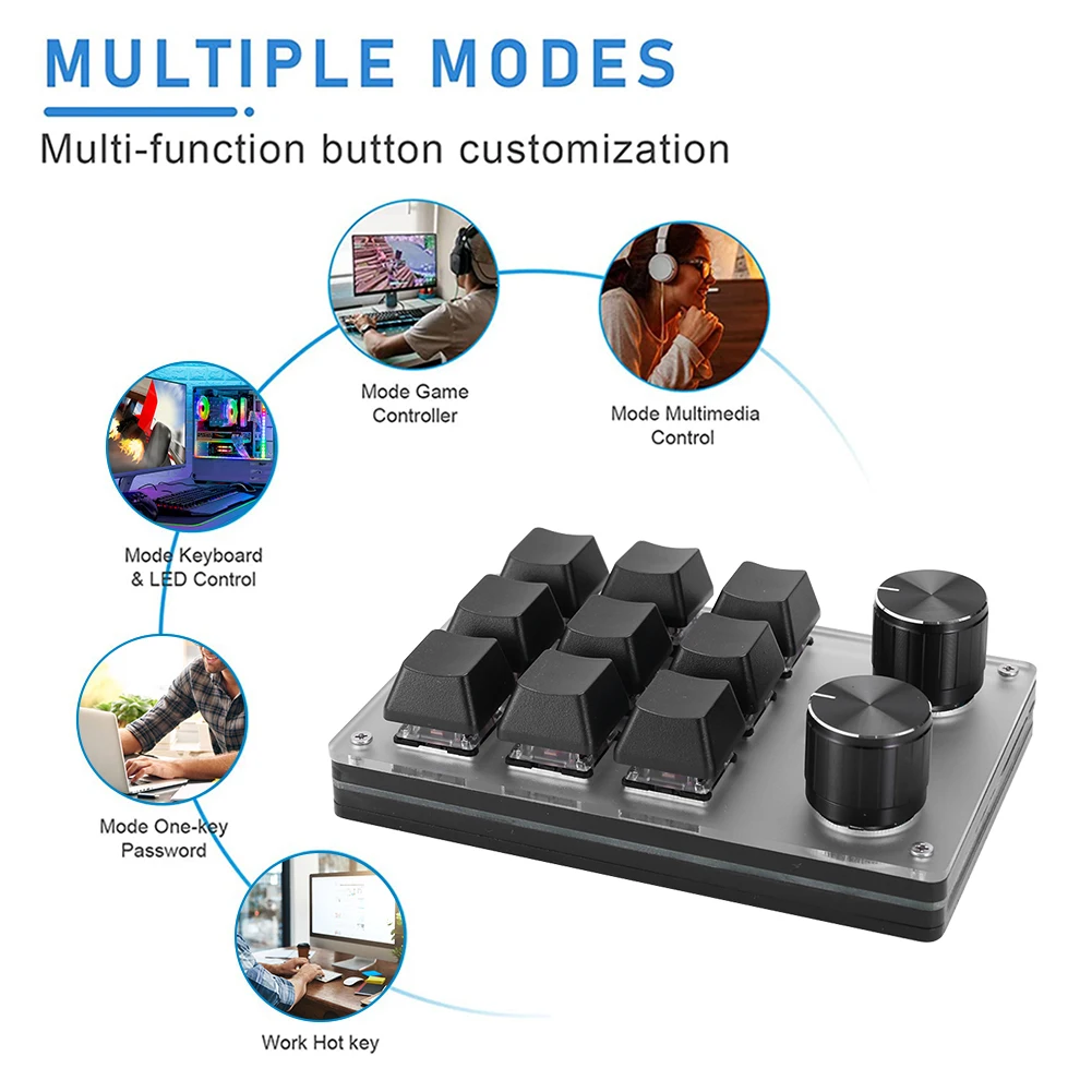 Мини-клавиатура 12 клавиш 2 ручки клавиатура для геймеров программируемая сделай