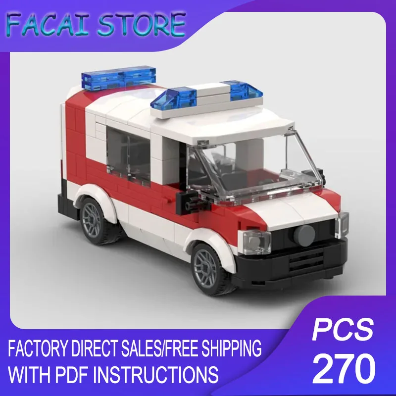 Фото Модульный конструктор Urban Car Model Moc: Модель автомобиля скорой помощи T6 KDO, технологичный набор для сборки, рождественский подарок, игрушка для самостоятельной сборки №1