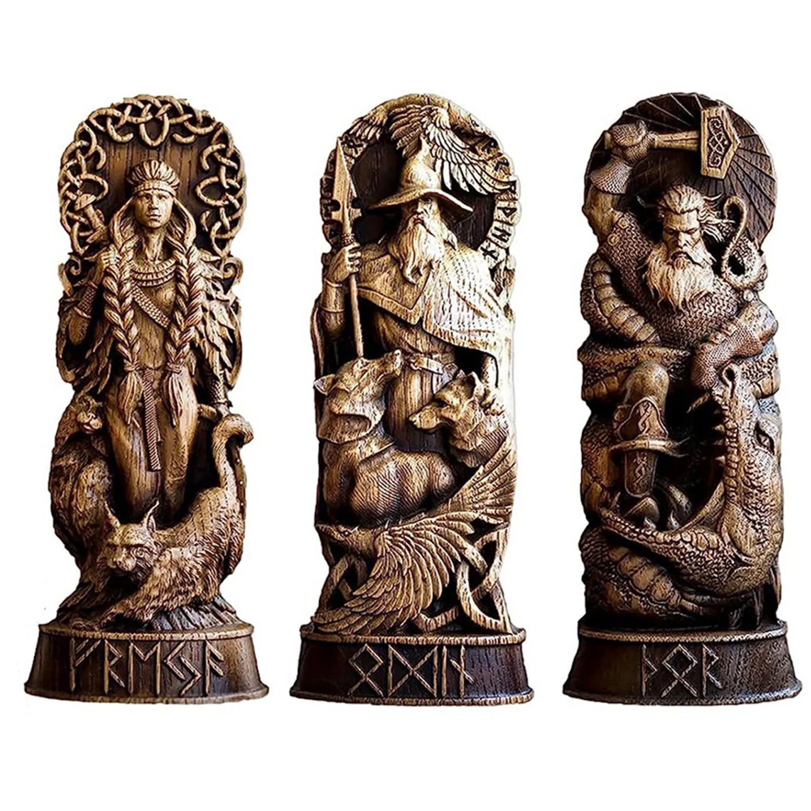 

Resin Norse God Statue Figurine Household Craft Home Ornament for Balcony Garden Decorations