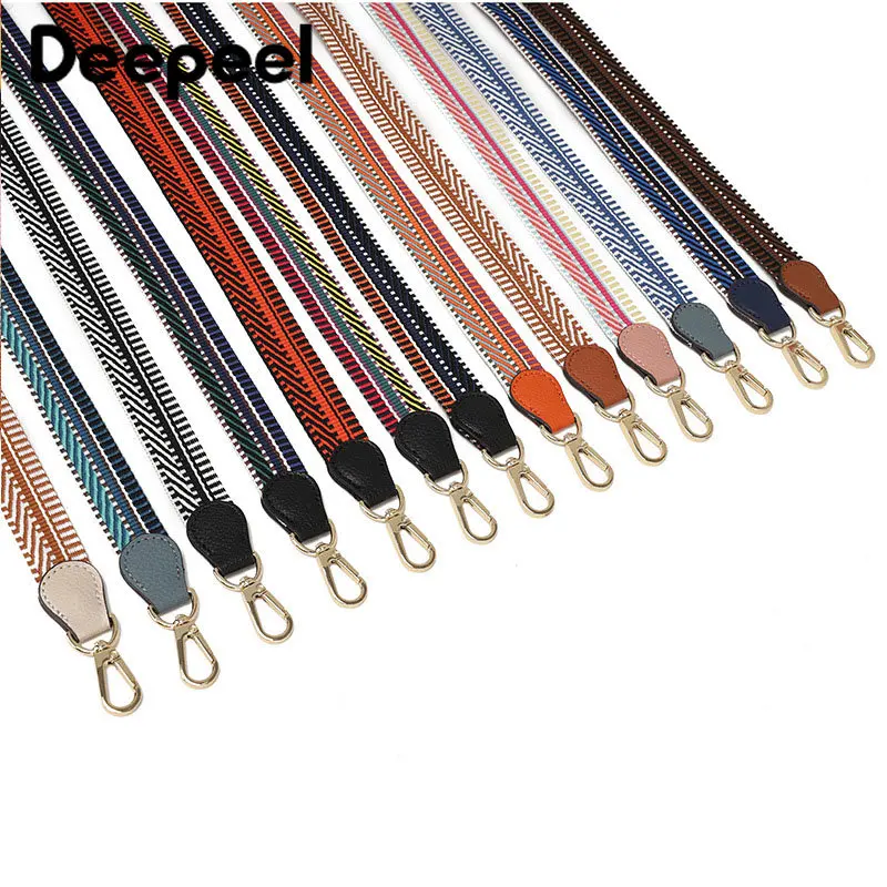 Deepeel 2.5cm Wide Colorful Bag Strap Striped Canvans 100cm Adjustable Straps for One-Shoulder Crossbody HandBags Accessories