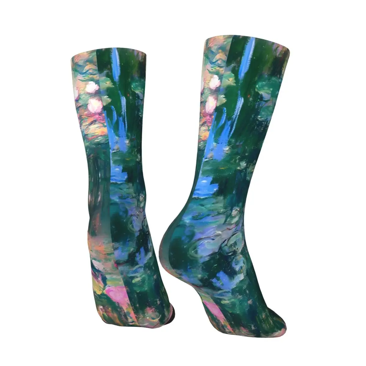 Зеленый Клод Моне водяные лилии лотос картина маслом носок с принтом мужской