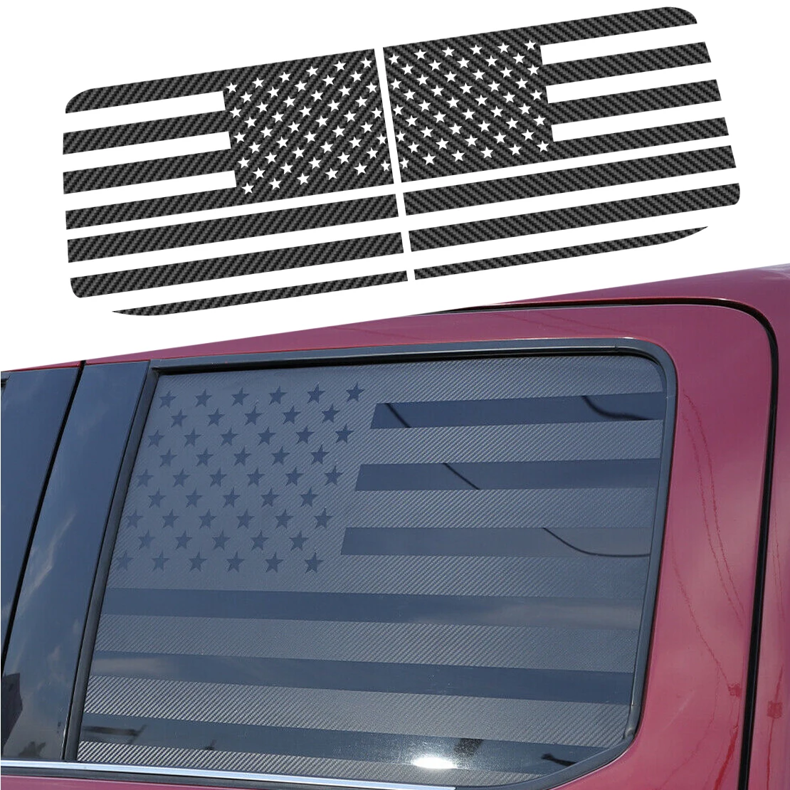 

1 Pair Carbon Fiber Grain Flag Style Rear Side Window Trims Stickers Decals Fit For Ford F150 2015-2017 2018 2019 2020 2021 2022