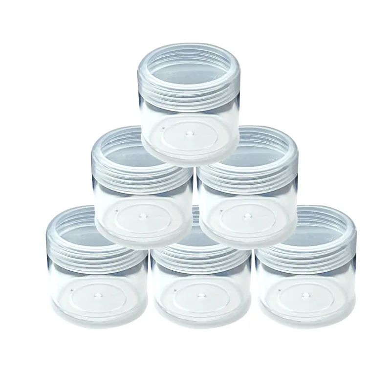 100pcs Make Up Jar Cosmetic Sample Empty Container Plastic Round Lid Small Bottle Eyeshadow Cream Travel Pot 3g 5g 10g 15g 20g