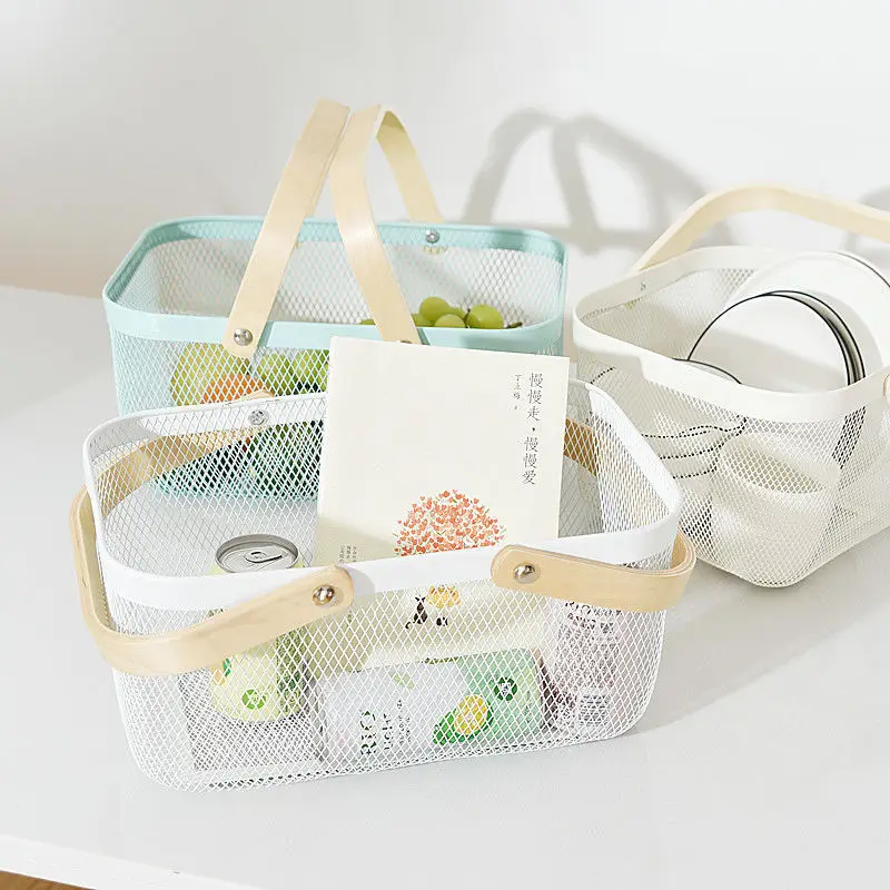 

Picnic Basket Small Basket Ins Net Red Supplies Iron Hollow Shopping Carrying Basket Kitchen Bathroom Living Room Storage Basket