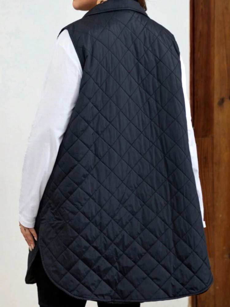 Женский парки больших размеров жилет на молнии повседневный винтажный офисный