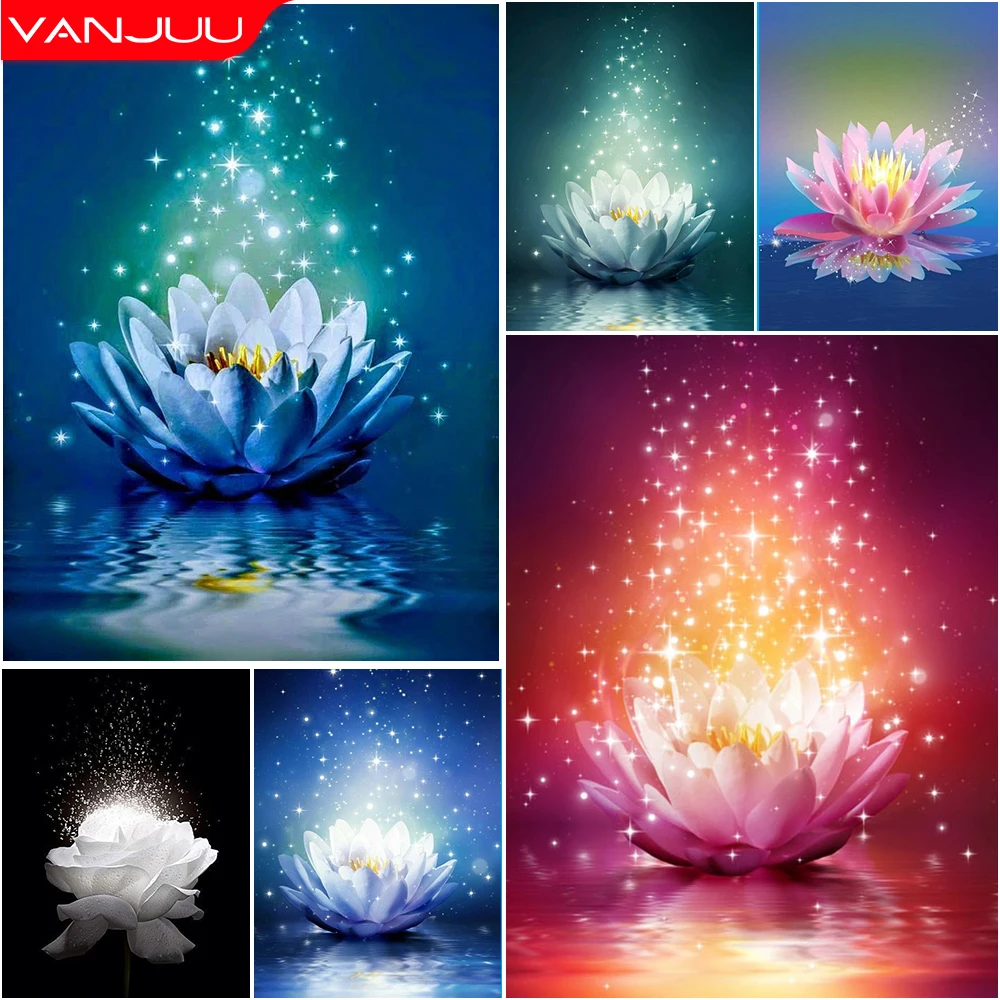 

Flowers 5D Diamond Painting Lake Full DIY Diamond Embroidery Rhinestone Embroidery Cross Stitch Home Decor