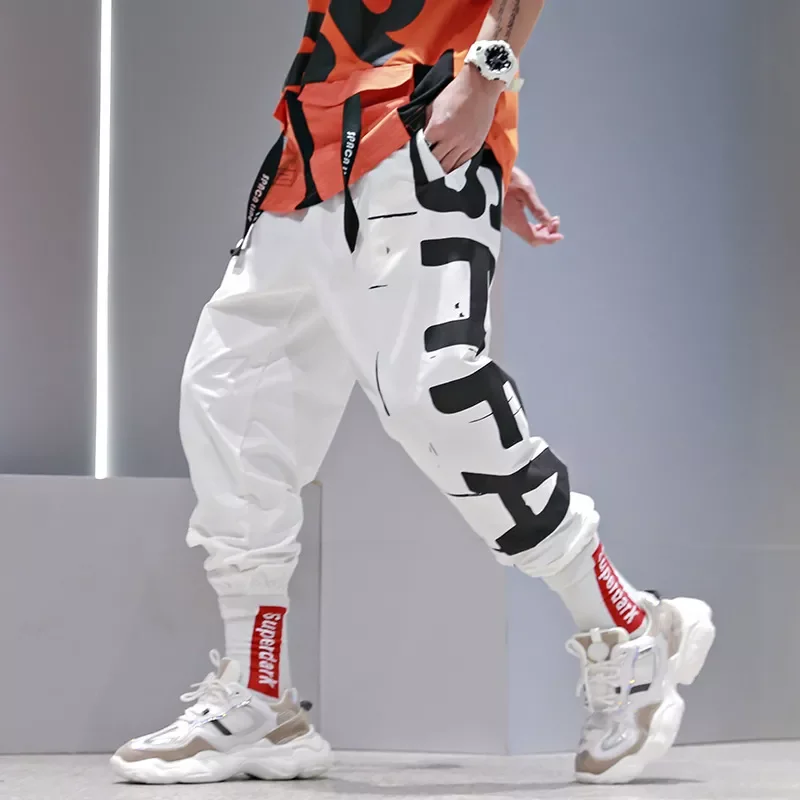 

Men's Pants Harajuku Fashion Joggers Trousers Cargo Pants Elastic Waist Cargo Pants Men Casual Hip Hop Sweatpants Men