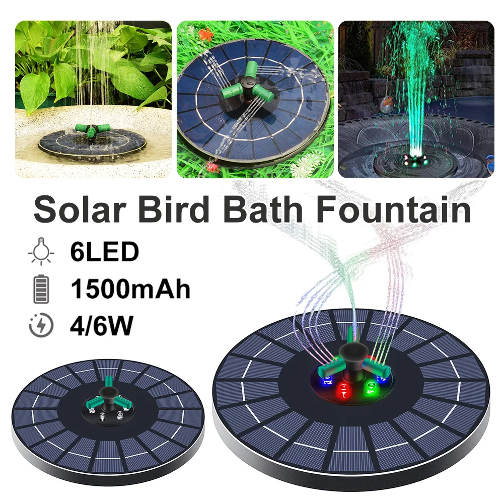 

Mini Solar Water Fountain Pool Pond Waterfall Fountain Garden Decoration Outdoor Bird Bath 4/6W 1500mAh Solar Powered Fountain