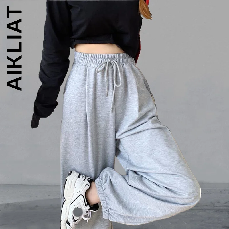 

Aikliat Trousers New Pants Women Wide Leg Hip Pant Slim All-Match Women's Pants Sweatpants Soft Harajuku Mujer Female