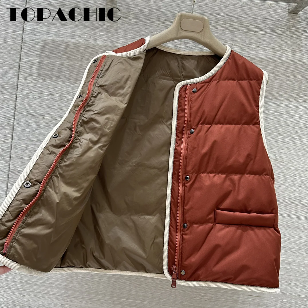 Женский короткий жилет TOPACHIC с круглым вырезом милый модный универсальный