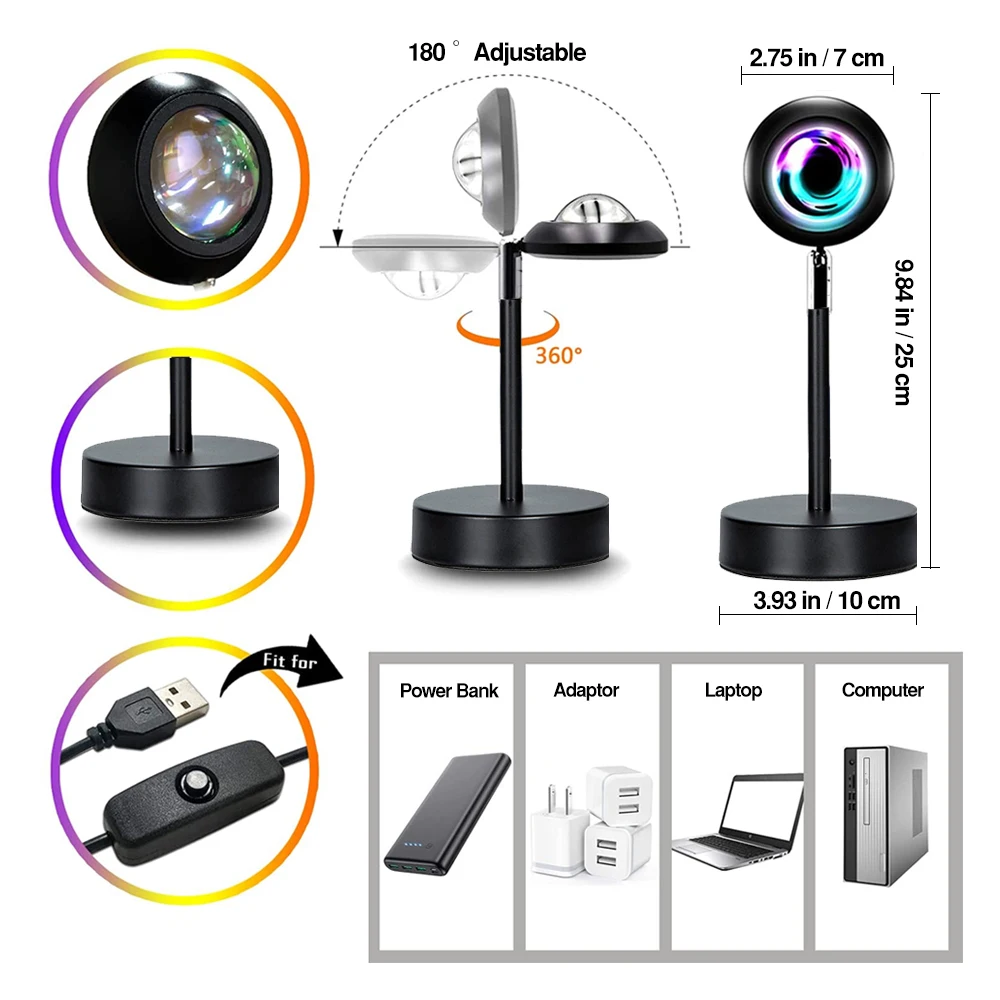 Радужная атмосфера заката roдэнни светодиодный светильник для дома спальни бара