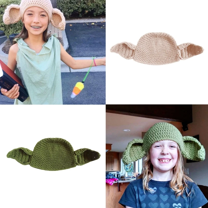 

Casual Funny Crochet Pullover Parent-Children Knitted Hat Woolen Hat Big Ear Beanies for Street Shooting