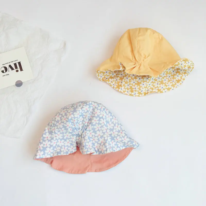 Панама детская Двусторонняя Пляжная с цветами от солнца для девочек шапка