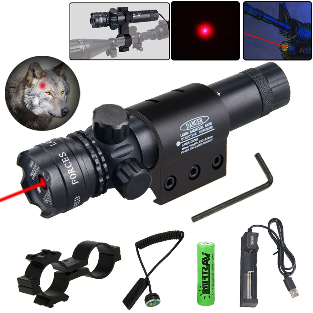 

Tactical Hunting Laser Dot Sight Adjustable Up Down Left Right 650/532nm Green/Red Rifle Scope Aming Pointer With Remote Switch