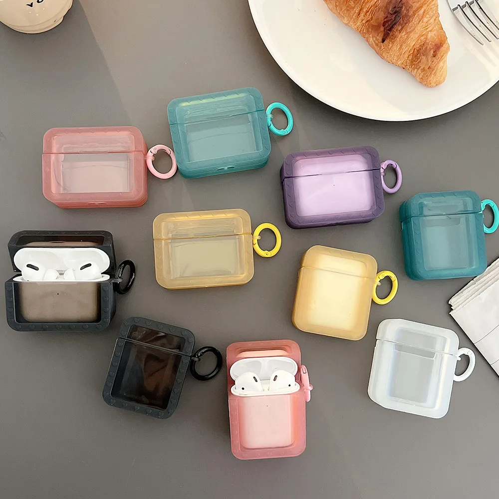 

Чехол для AirPods 1/2/Pro/3, однотонный роскошный чехол с квадратной оправой в форме сердца, чехол для наушников с брелоком, защитный чехол