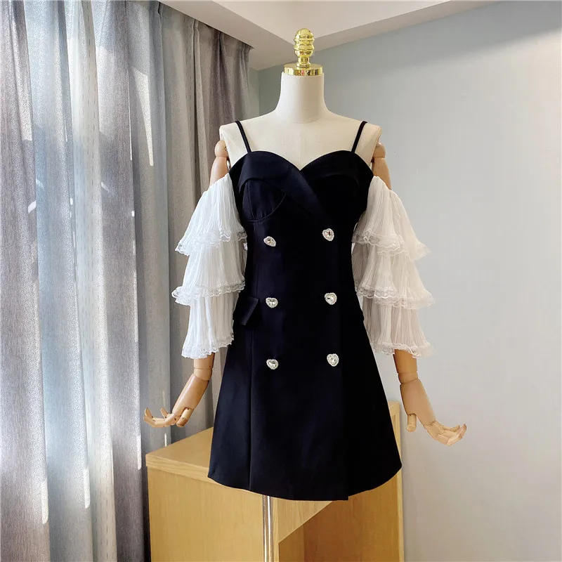 

Women Summer flaresleeve Dress 2022 Plus Size Sweet Age-reducing Korean Doll Collar Bow Check Preppy Style Vintage Mini Dresses
