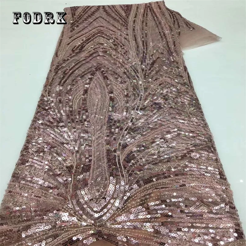 

Африканская кружевная ткань 2023 высокого качества 5 ярдов вышивка блестками кружевная ткань для нигерийского свадебного платья Женская