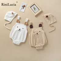 rinilucia high quality spring newborn baby boy clothes casual jumpsuit all over cartoon bear print sleeveless infant romper