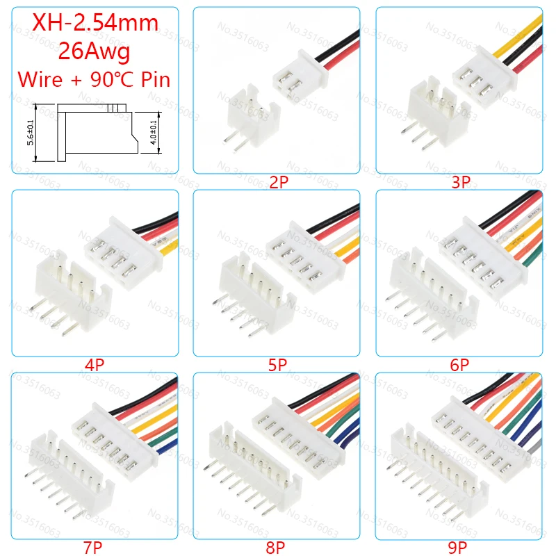 

ALINSIN разъем JST-1.25/ZH-1.5/PH-2.0/XH-2.54 мм с проводом 5 шт.