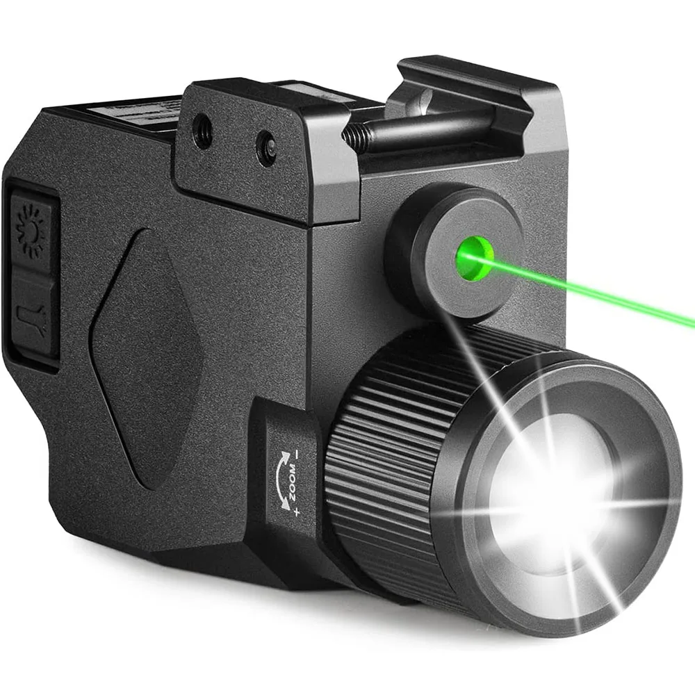 

Green Laser Light Combo 600 Lumens Tactical Zoomable Flashlight for Pistol Compact Strobe LED Weapon Gun Light Magnetic Charging