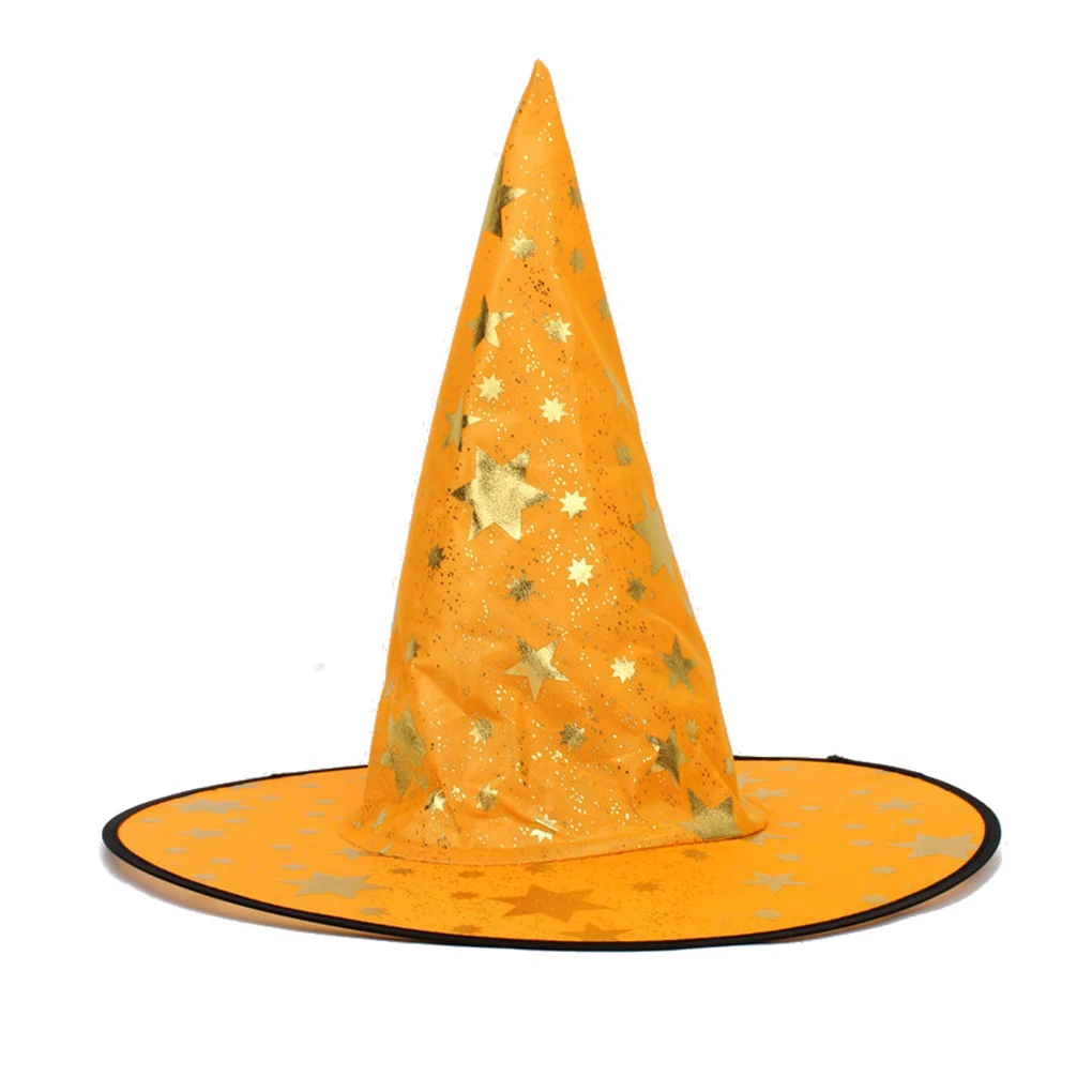 

Шляпа ведьмы на Хэллоуин, детский и взрослый костюм для вечевечерние, Бронзирующая пятиконечная звезда, шляпа ведьмы с тыквой, декоративные...