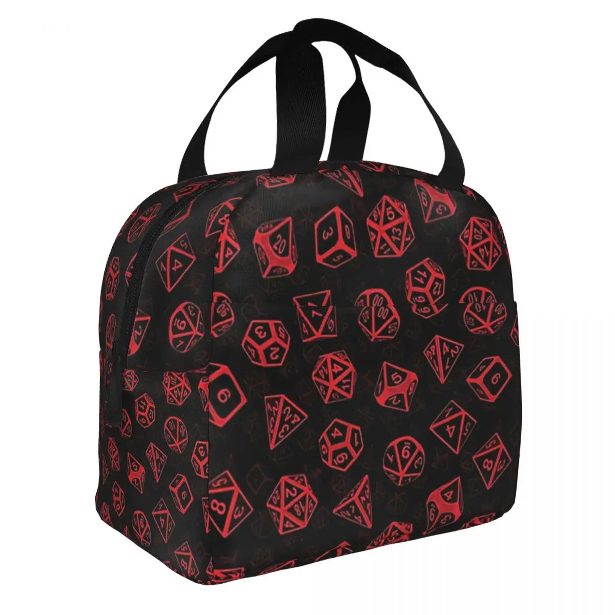 D20 Dice Set Pattern (Red) Lunch Bento Bags Portable Aluminum Foil thickened Thermal Cloth Lunch Bag for Women Men Boy