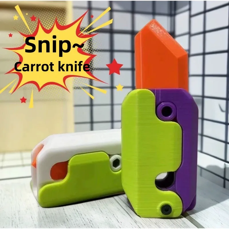 

3D Printing Gravity Jump Small Radish Knife Mini Model Student Prize Pendant Decompression Toy Gift For Boys Girls Children