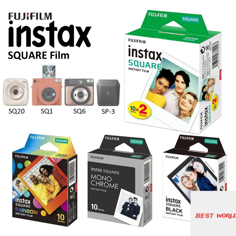 Квадратная пленка Instax белая/Радужная/черная/B &amp W Edge фотобумага для Fujifilm SQ6 SQ10 SQ20