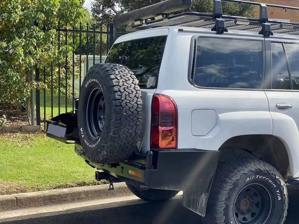 Фото Стальной задний бампер для Nissan Patrol Y61 GU, усиленная защита для бездорожья, аксессуары для стайлинга и тюнинга. №4