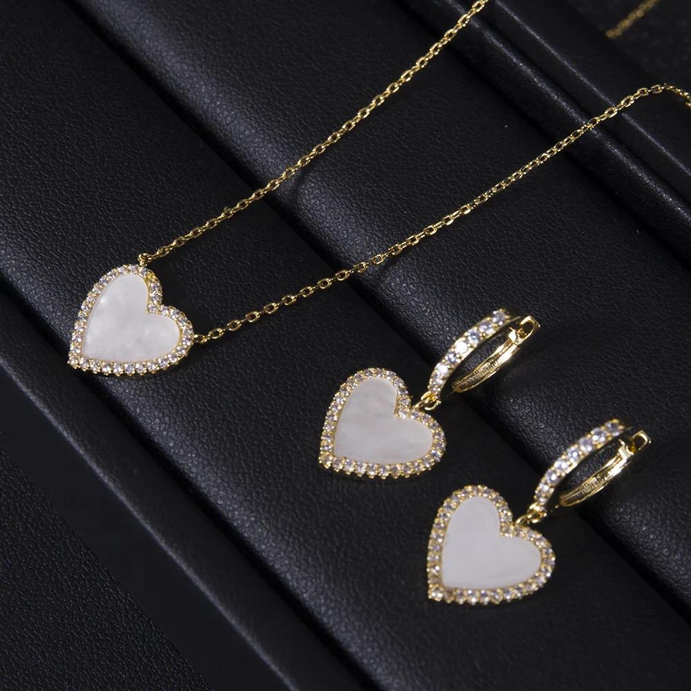 

Fashion Hot Selling Love Heart Shape Sky Blue Cubic Zirconia Crystal Women Engagement Necklace Earring Wedding Jewelry Set N-923