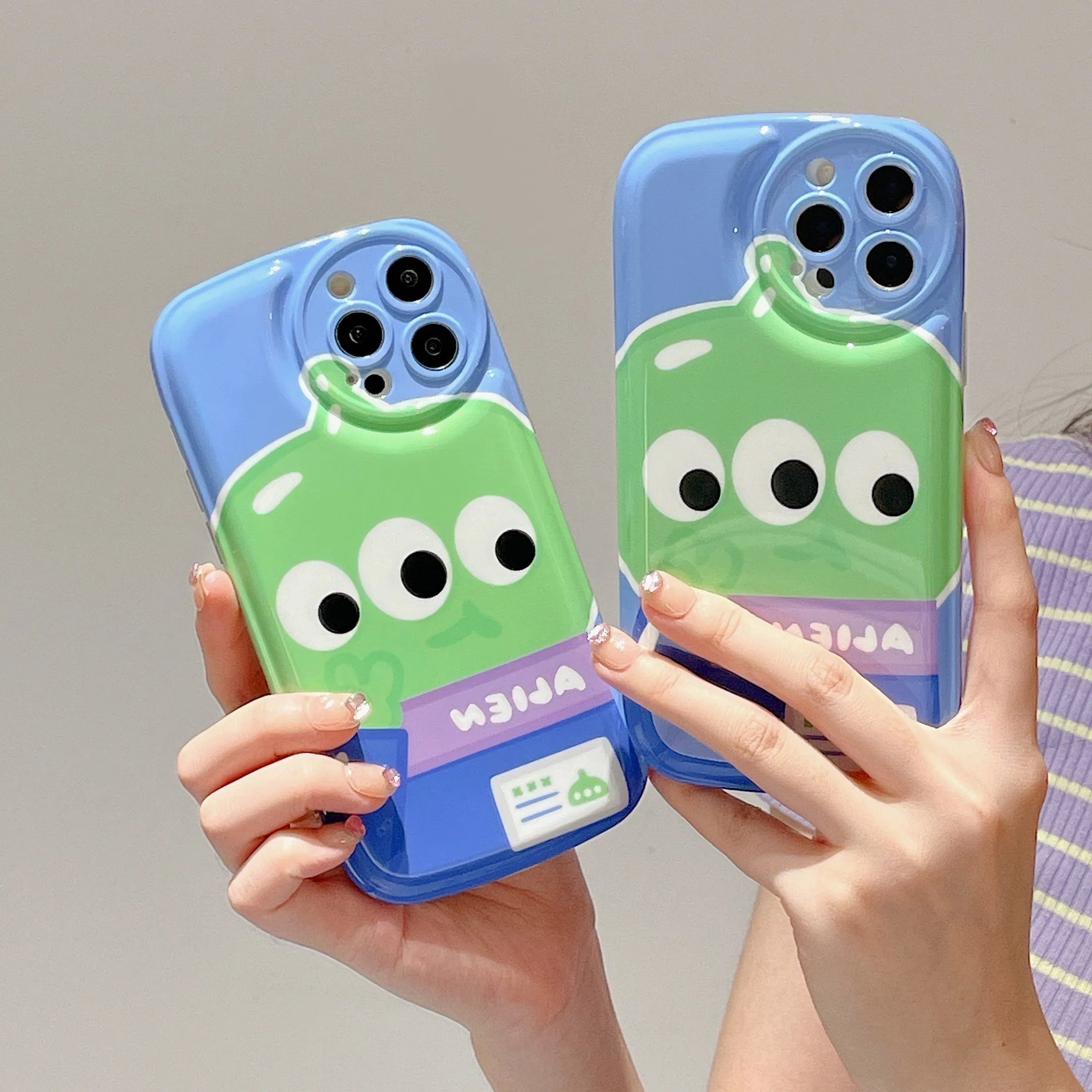 

Disney Toy Story Alien Air Cushion Phone Case For iPhone 13 12 11 Pro Max XR XS MAX X Couple Cartoon Anti-drop Soft Cover Fundas