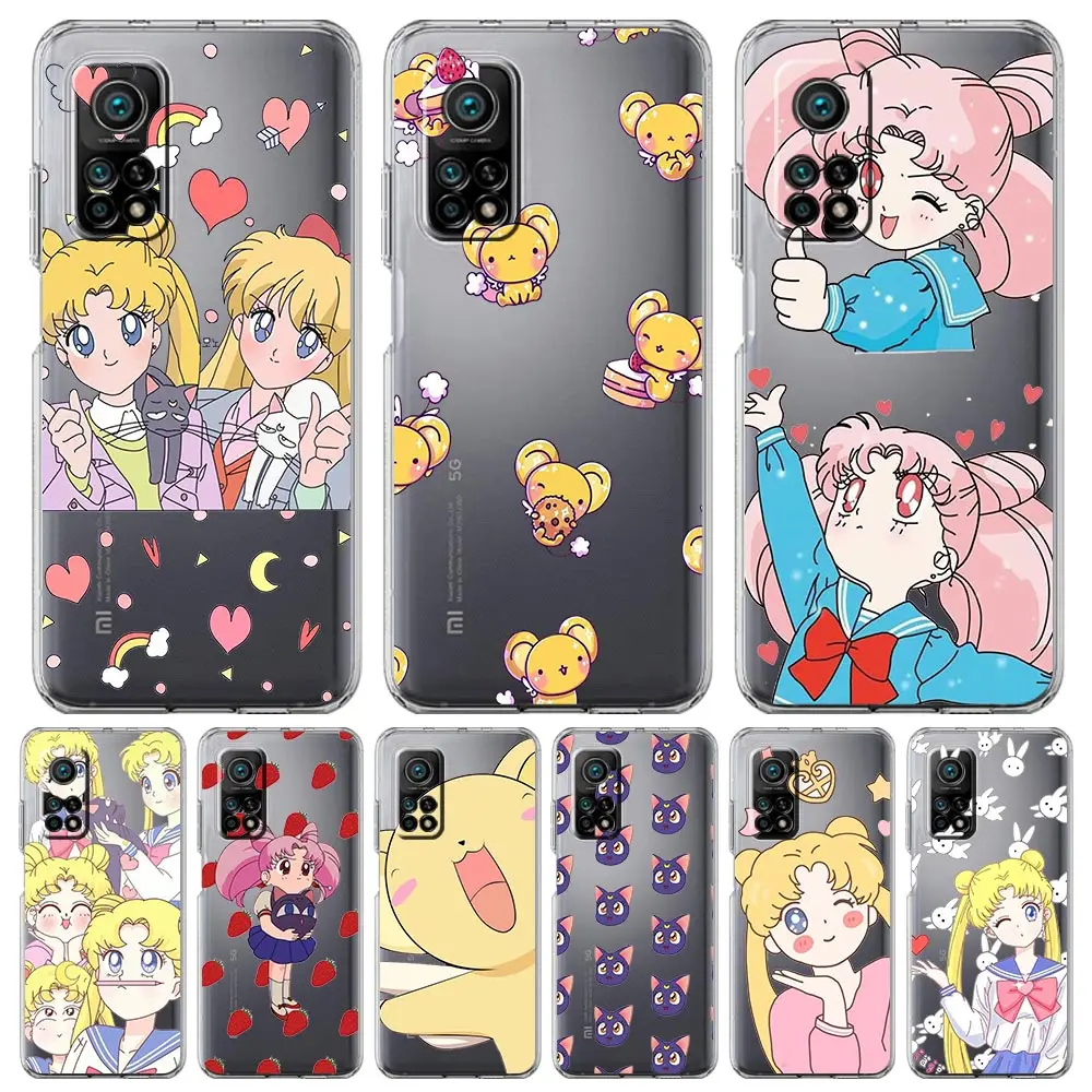 

Мультяшный чехол для телефона с Сейлор Мун для Xiaomi Poco X3 NFC F3 M3 M4 Pro Mi 12 11 Lite 5G Ultra 11X 11T Pro 11i, мягкий прозрачный чехол из ТПУ