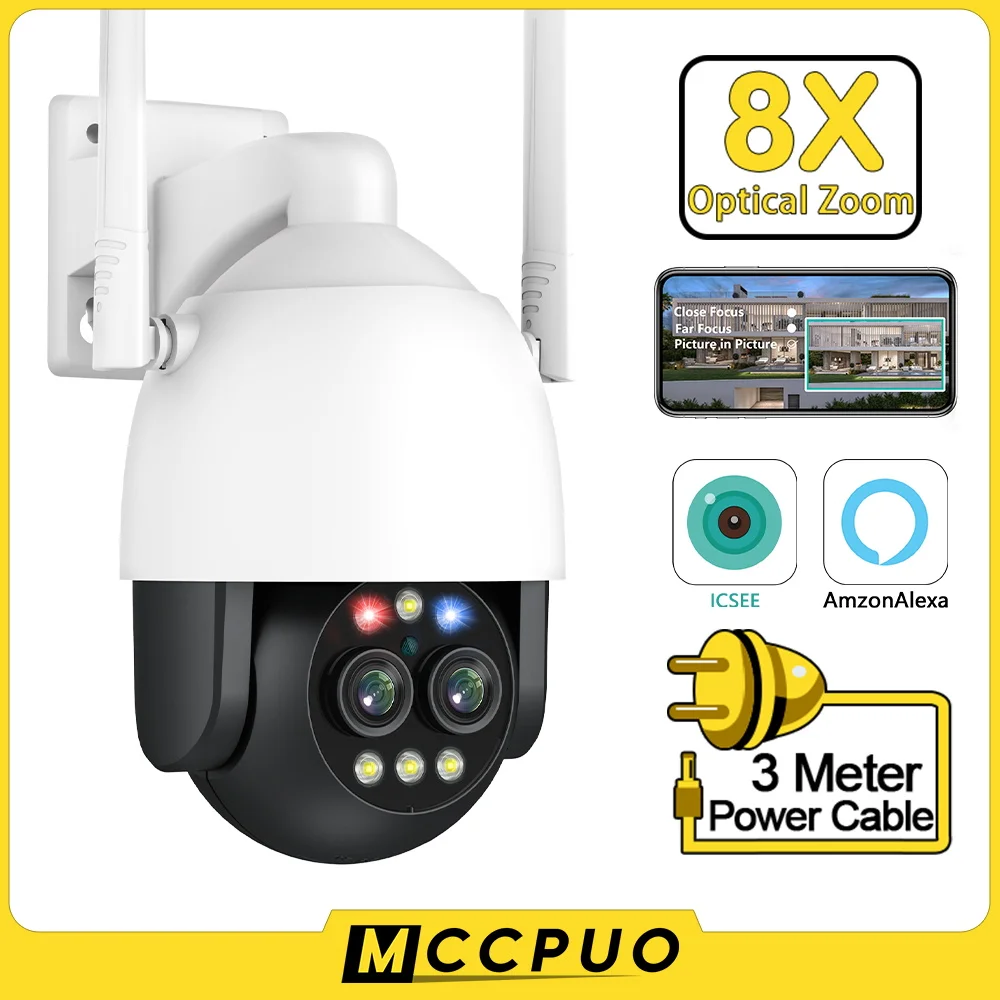

Наружная IP-камера видеонаблюдения Mccpuo 4K, 8 Мп, с двойным объективом