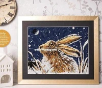 cross stitch 14ct 16ct18ct 25ct cute counted cross stitch kit winter snow bunny hare rabbit pet in moon night