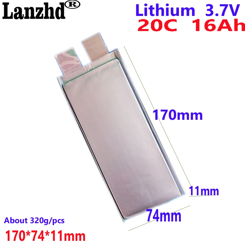 3.7V 16Ah 15C High rate polymer battery Soft pack lithium cobalt oxide power cell For UAV car start Plant protection battery
