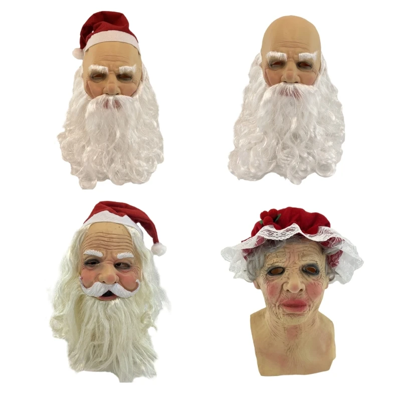 

Christmas SantaClaus Hat Mask Full Face SantaClaus Mask Halloween Party SantaClaus Latex Mask Party Dress Up Supplies K3KF