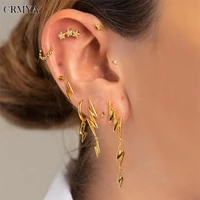 crmya gold silver plated stud earrings for women trend piercing cross leaves moon star earrings 2022 women jewelry wholesale