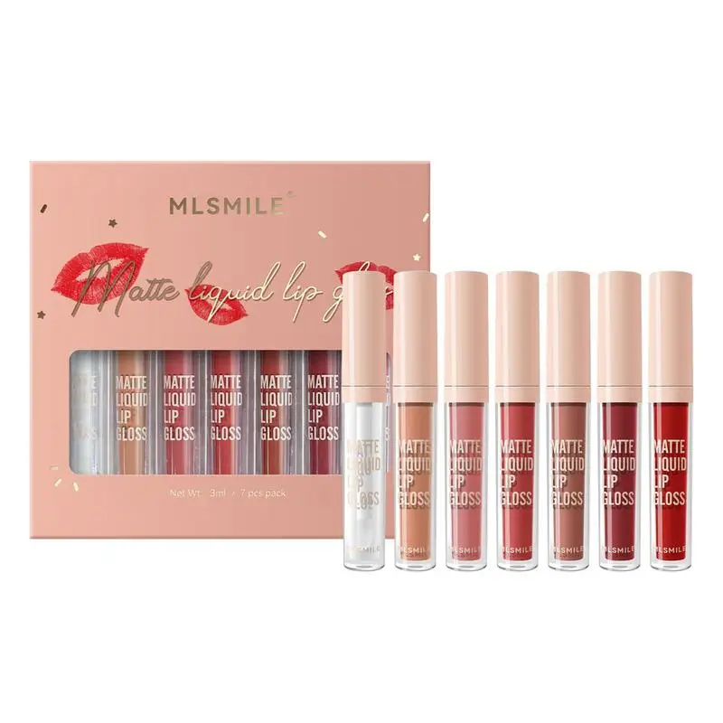 

7Color Velvet Matte Lipstick Set Plumping Lip Stick Makeup Kit Long Lasting Matte Lipstick Non-Stick Cup Birthday Gift For Girls