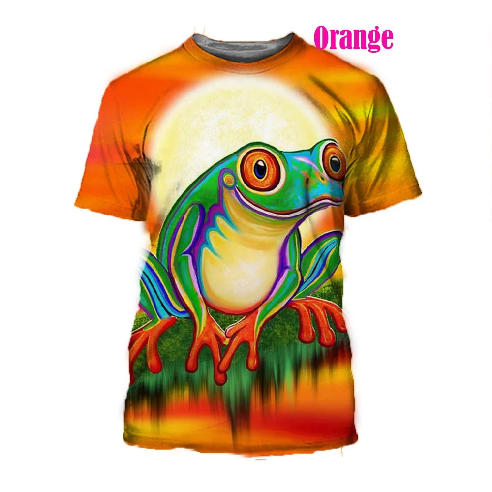 

Мужская и женская летняя футболка с 3D-принтом лягушки и дерева, Повседневная рубашка с короткими рукавами, 2022