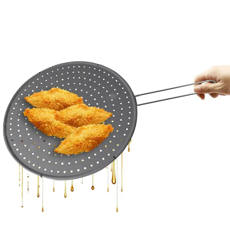 

Экран для защиты от брызг для сковороды, защита от брызг масла с силиконовой защитой от брызг масла и ультратонкой сеткой защищает кожу