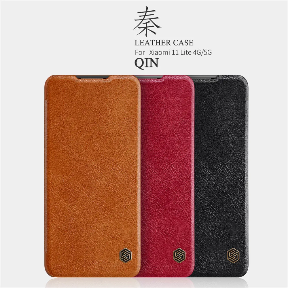 

Классический Кожаный чехол-книжка Nillkin Qin для Xiaomi 11 Lite 5G NE / Redmi Note 10s, защитный чехол для телефона