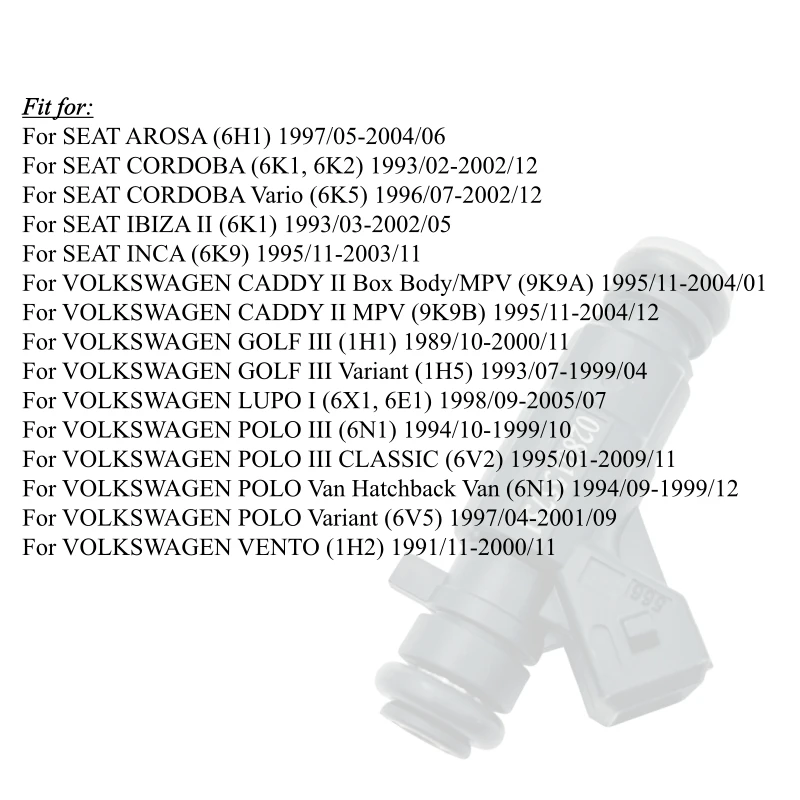 4 ​ Автомобильные топливные форсунки для SEAT AROSA 1997-2004 CORDOBA 1993-2002 VW GOLF III 1989-2000 POLO III 1999 VENTO 2000 0280155731 (art.: 3920d2fd64f4a) - 3920d2fd64f4a