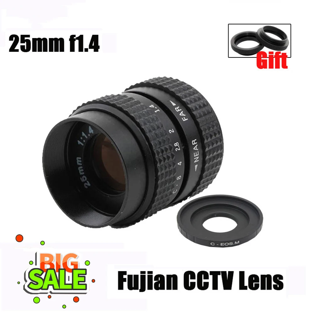 

Fujian 25mm CCTV Camera Micro Lens TV Movie Fixed Clear Focus F1.4 C Mount for Canon EOS M M2 M3 M5 M10 Mirrorless Accessories