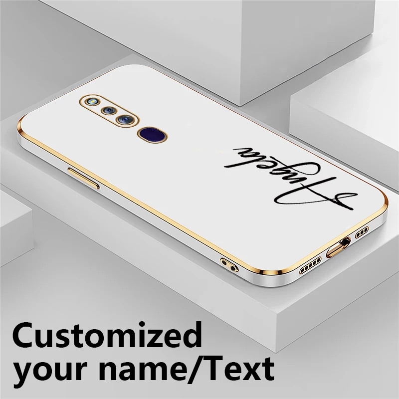 Luxury Custom Name DIY Soft Case For OPPO F19 Pro F19S F17 F15 F11 F21 F23 F1S F5 Plus Youth Silicone Plating Phone Cover Capa