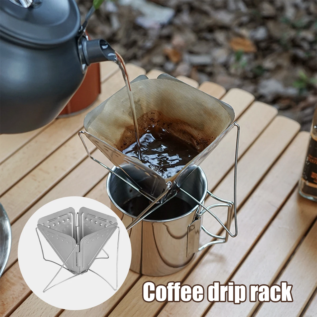 

Coffee Drip Rack Stainless Steel Coffee Funnel Filter Portable Coffee Folding Filter Cup Coffee Residue Filter Collapsible Pour