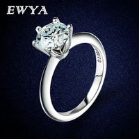 ewya sparkling real 1 carat d color moissanite wedding rings for women classical 925 sterling silver engagement luxury jewelry