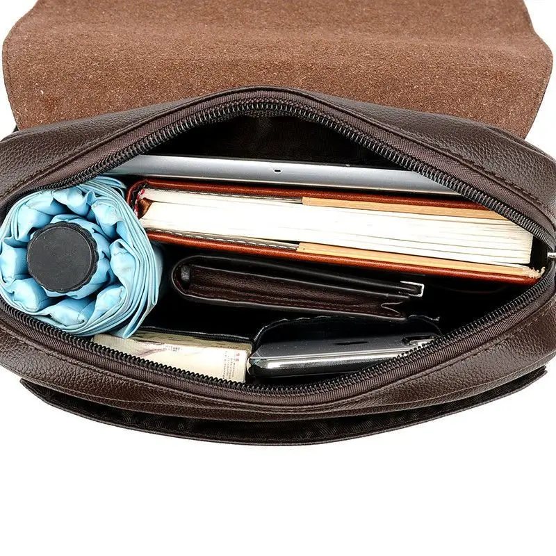 New Business Men's Shoulder Bag Genuine Leather Crossbody Bag Retro Hanging Bag PU Leather Large Capacity Fashion Crossbody Bag